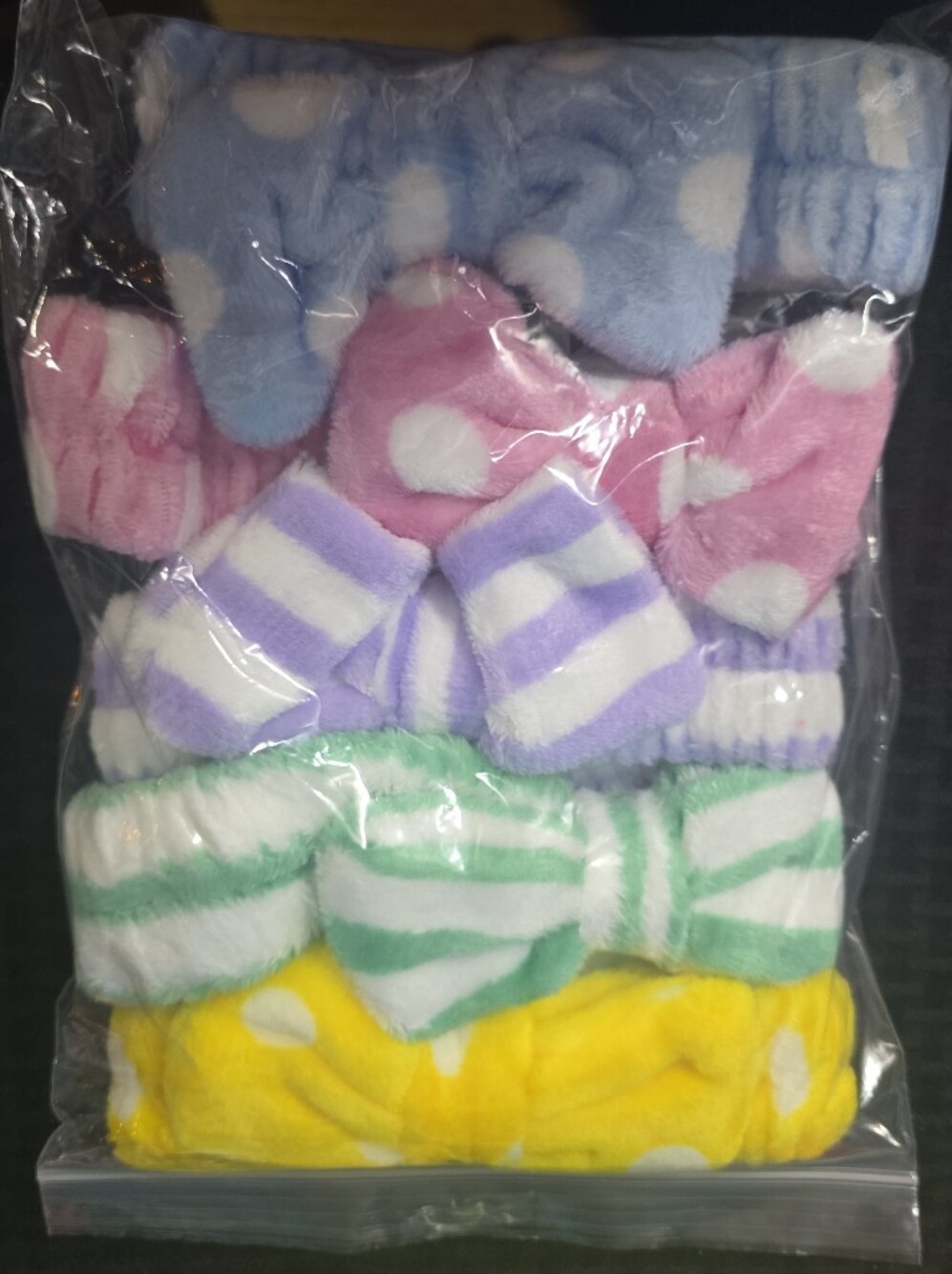 Soft Fuzzy Headband in Pastel Blue and Dots